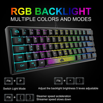 ZIYOULANG K61 62 Keys Game RGB Lighting Notebook Wired Keyboard, Cable Length: 1.5m(White Black) - Wired Keyboard by ZIYOULANG | Online Shopping South Africa | PMC Jewellery | Buy Now Pay Later Mobicred