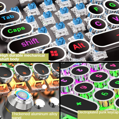 K820 104 Keys Retro Punk Plating Knob Glowing Wired Green Shaft Keyboard, Cable Length: 1.6m, Style: White Light (Blue) - Wired Keyboard by PMC Jewellery | Online Shopping South Africa | PMC Jewellery | Buy Now Pay Later Mobicred