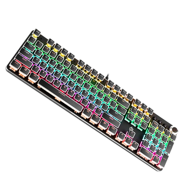 K820 104 Keys Retro Punk Plating Knob Glowing Wired Green Shaft Keyboard, Cable Length: 1.6m, Style: Square (Black) - Wired Keyboard by PMC Jewellery | Online Shopping South Africa | PMC Jewellery | Buy Now Pay Later Mobicred