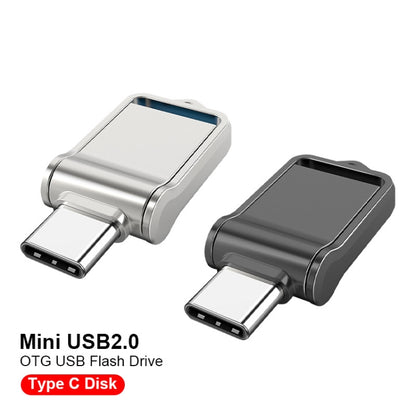 128GB USB 2.0 + Type-C/USB-C High Speed Mini Computer and Phone Dual-purpose Rotary U Disk(Black) - USB Flash Drives by PMC Jewellery | Online Shopping South Africa | PMC Jewellery