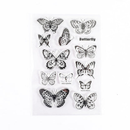 5 PCS Vintage Botanical Arrangement Handbook Clear Silicone Stamp(Butterfly) - Handbook Decorative Stickers by PMC Jewellery | Online Shopping South Africa | PMC Jewellery