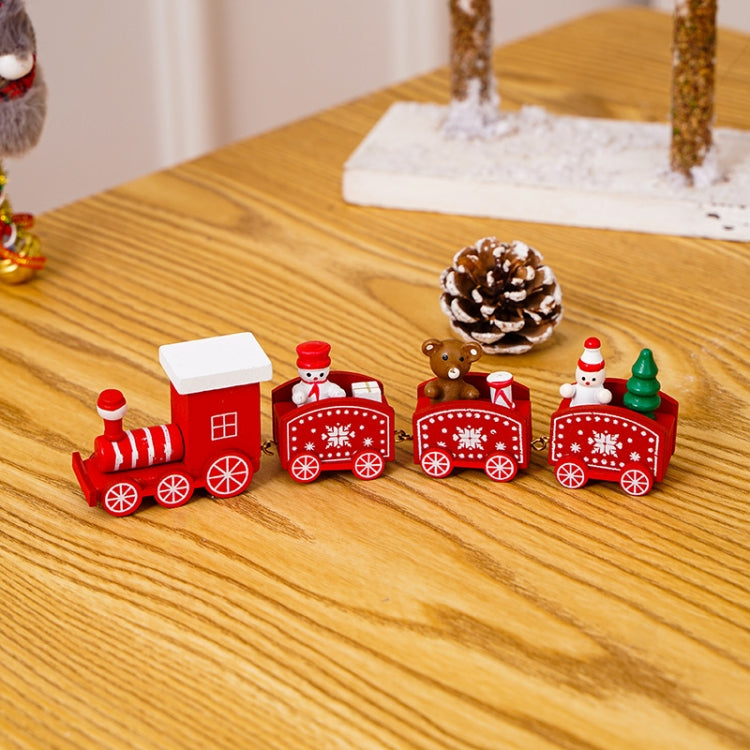 Christmas Decoration Wooden Train Kindergarten Christmas Festival Gift(Red 4 Section) - Ornaments by PMC Jewellery | Online Shopping South Africa | PMC Jewellery