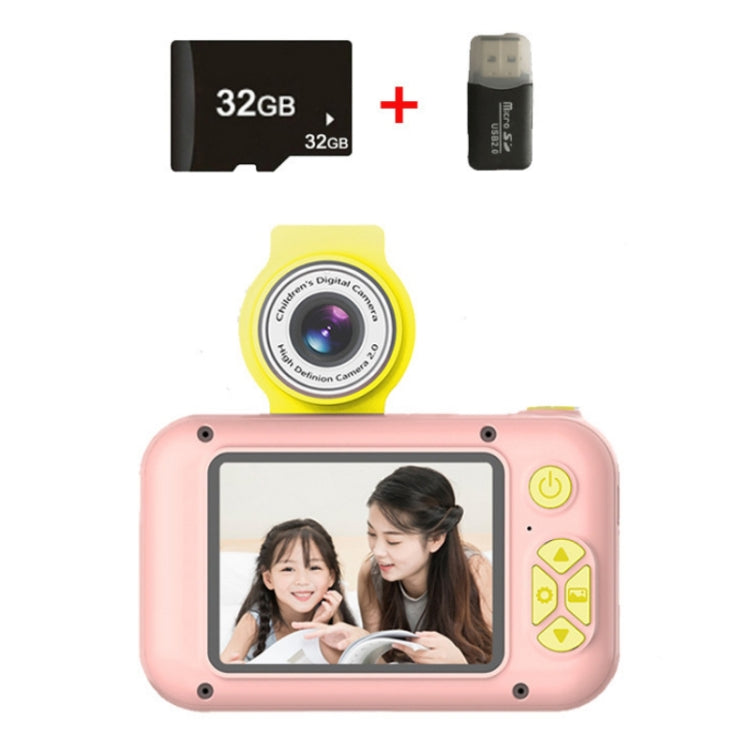 X101 Mini HD Lens Reversible Child Camera, Color: Pink+32G+Card Reader - Children Cameras by PMC Jewellery | Online Shopping South Africa | PMC Jewellery | Buy Now Pay Later Mobicred