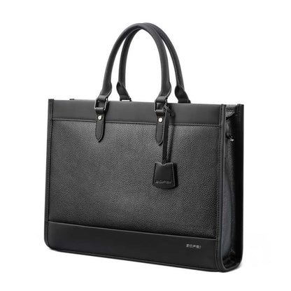 Bopai 11-98811 Leather Business Large-capacity Laptop Handbag Messenger Briefcase(Black) - 14.1 inch by Bopai | Online Shopping South Africa | PMC Jewellery | Buy Now Pay Later Mobicred