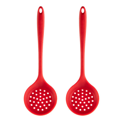 2pcs Non-stick High Temperature Resistant Silicone Cookware, Style: Leak Spoon(Red) - Cooking Tools by PMC Jewellery | Online Shopping South Africa | PMC Jewellery