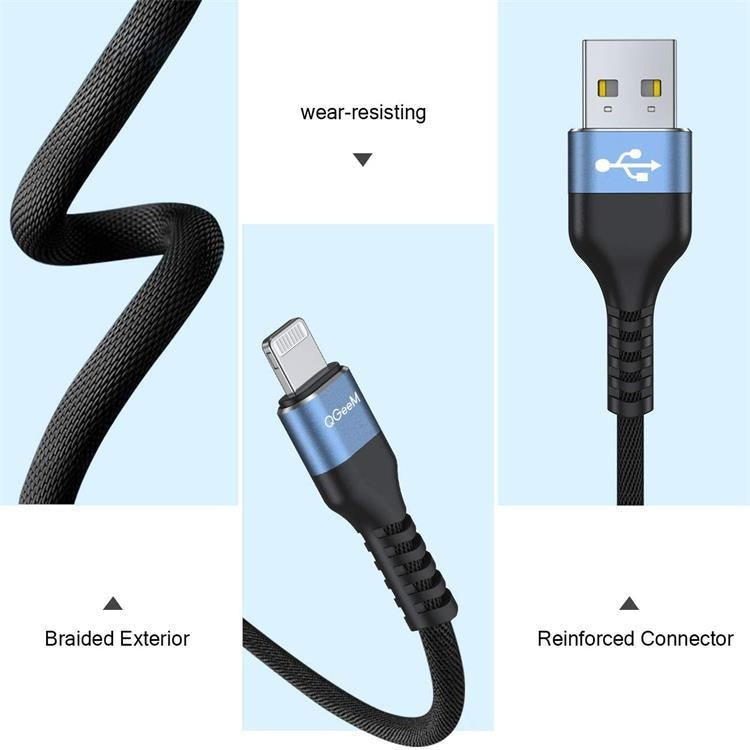 QGeeM MF01 USB-A To 8 Pin Phone Tablet Fast Charging Data Cable, Length: 2m - Normal Style Cable by QGeeM | Online Shopping South Africa | PMC Jewellery | Buy Now Pay Later Mobicred