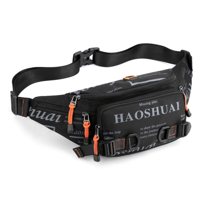 HAOSHUAI 5135 Outdoor Men Waist Bag Waterproof Nylon Cloth Men Bag(Black) - Waist Bags by HAOSHUAI | Online Shopping South Africa | PMC Jewellery | Buy Now Pay Later Mobicred