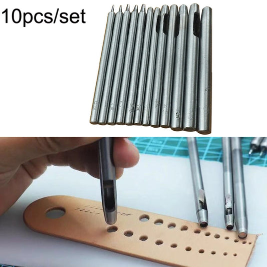 10pcs/set Round Punching Belt Punch Set DIY Leather Tool Belt Rush - DIY Apparel Sewing by PMC Jewellery | Online Shopping South Africa | PMC Jewellery