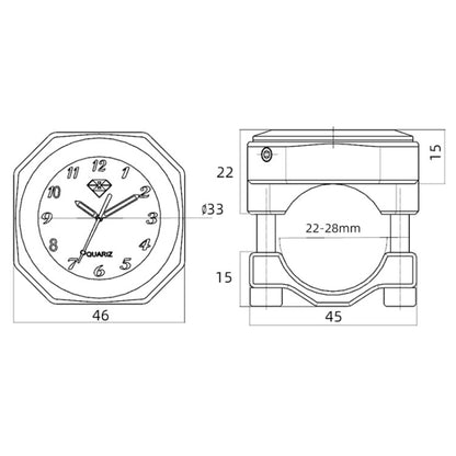 L1 Motorcycles Waterproof Outdoor Clock Temperature Gauge, Color: Clocks Black Silver - Others by PMC Jewellery | Online Shopping South Africa | PMC Jewellery | Buy Now Pay Later Mobicred