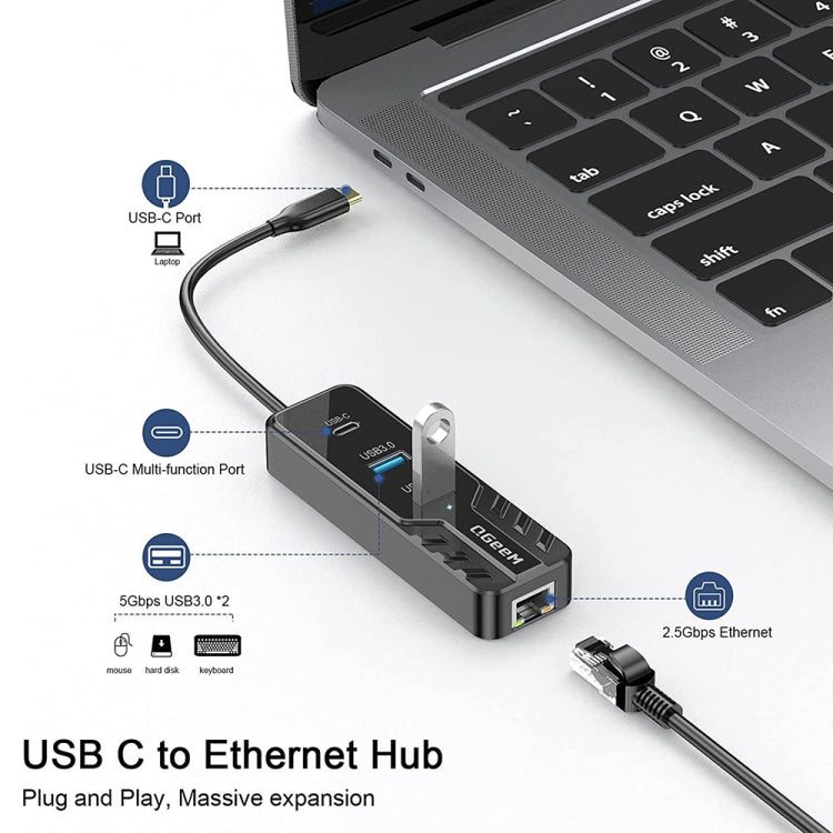 QGeeM UH04-8 Type-C Multifunctional Docking Station HUB To HDMI/RJ45 2.5G Expander(4 In 1) - USB HUB by QGeeM | Online Shopping South Africa | PMC Jewellery | Buy Now Pay Later Mobicred