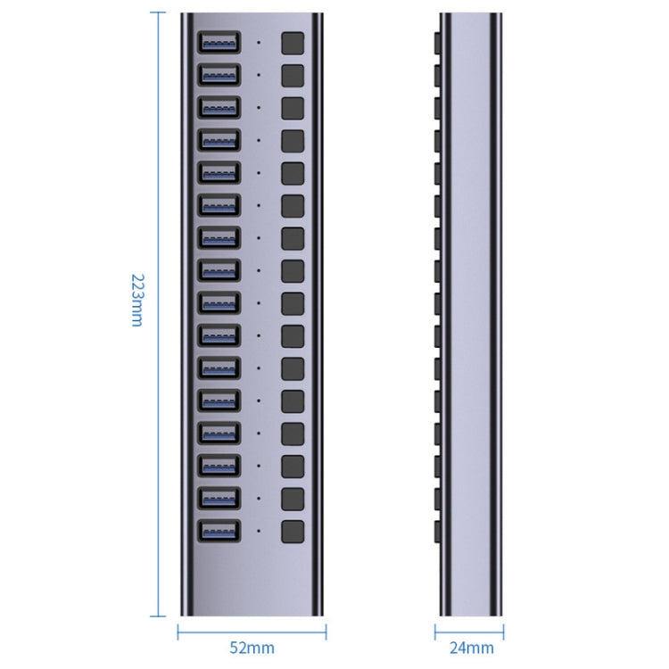 HS-716MG USB3.0 Plastic Shell Black 10 Ports 12V/4A Extension Docking Computer Camera HUB - USB 3.0 HUB by PMC Jewellery | Online Shopping South Africa | PMC Jewellery | Buy Now Pay Later Mobicred