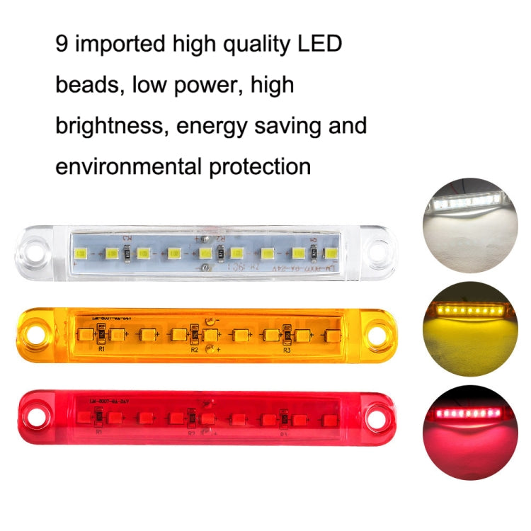 MK-224 10pcs 12-24V Truck Trailer 9LED Side Light Tail Lamp Signal Light(Yellow) - Warning Lights by PMC Jewellery | Online Shopping South Africa | PMC Jewellery | Buy Now Pay Later Mobicred