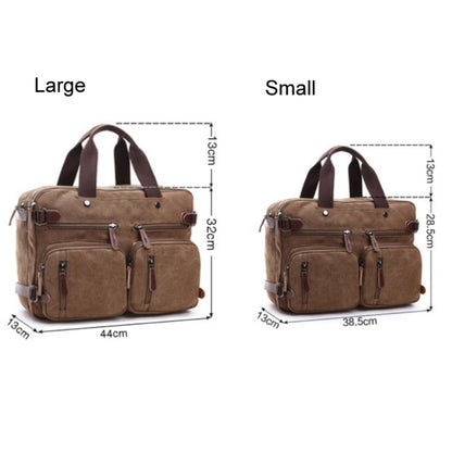 Casual Canvas Three-Purpose Business Briefcase Computer Bag, Color: Khaki Large - Handbags by PMC Jewellery | Online Shopping South Africa | PMC Jewellery