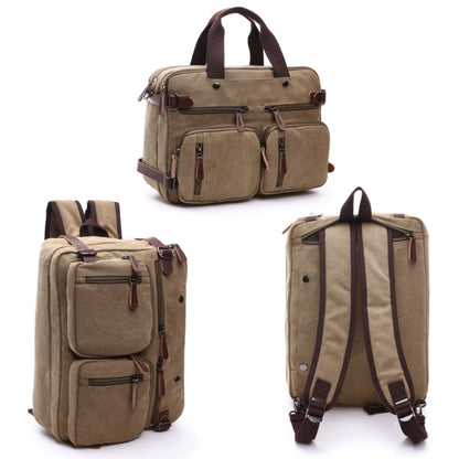 Casual Canvas Three-Purpose Business Briefcase Computer Bag, Color: Khaki Small - Handbags by PMC Jewellery | Online Shopping South Africa | PMC Jewellery