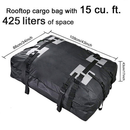 15 Cubic Foot Car Universal Rainproof Roof Luggage Outdoor Camper Roof Bag + Non-slip Mat(Black) - Roof Racks by PMC Jewellery | Online Shopping South Africa | PMC Jewellery | Buy Now Pay Later Mobicred