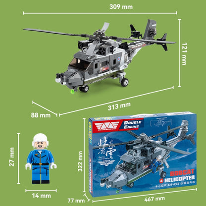 2237 CAYI Helicopter Model Building Blocks Small Particle Puzzle Building Blocks Toys - Building Blocks by CAYI | Online Shopping South Africa | PMC Jewellery