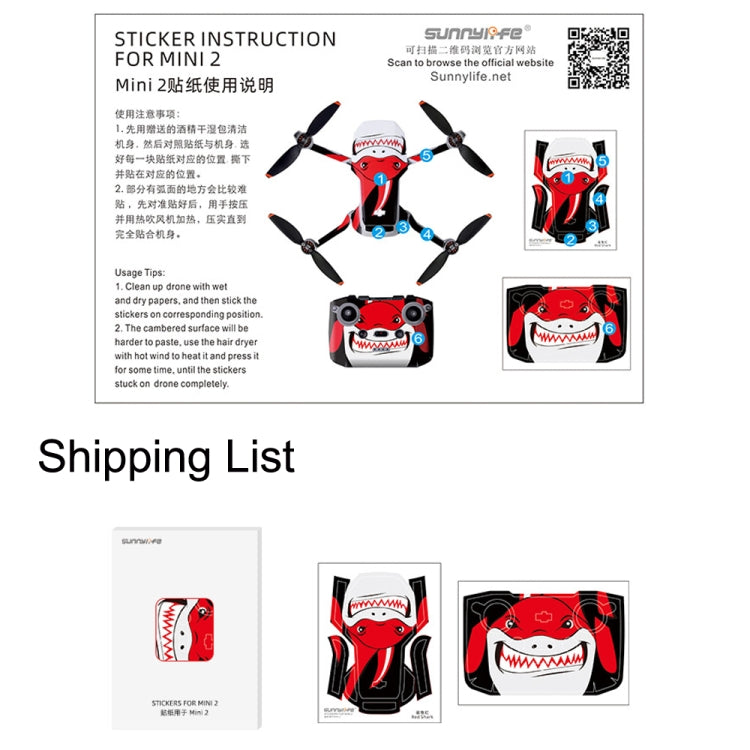 Sunnylife MM2-TZ452 For DJI Mini 2 Waterproof PVC Drone Body + Arm + Remote Control Decorative Protective Stickers Set(Carbon Pattern Red) - Stickers by Sunnylife | Online Shopping South Africa | PMC Jewellery | Buy Now Pay Later Mobicred