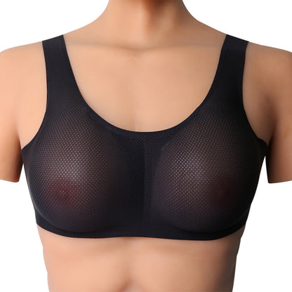 CD Crossdressing Silicone Fake Breast Vest Underwear, Size: B+M 600g(Black+Fake Breast) - Fake Breasts by PMC Jewellery | Online Shopping South Africa | PMC Jewellery