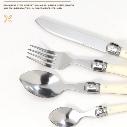 Stainless Steel Knife Fork Spoon Set Plastic Handle Western Tableware, Specification: 6 Tea Spoons - Cutlery Sets by PMC Jewellery | Online Shopping South Africa | PMC Jewellery