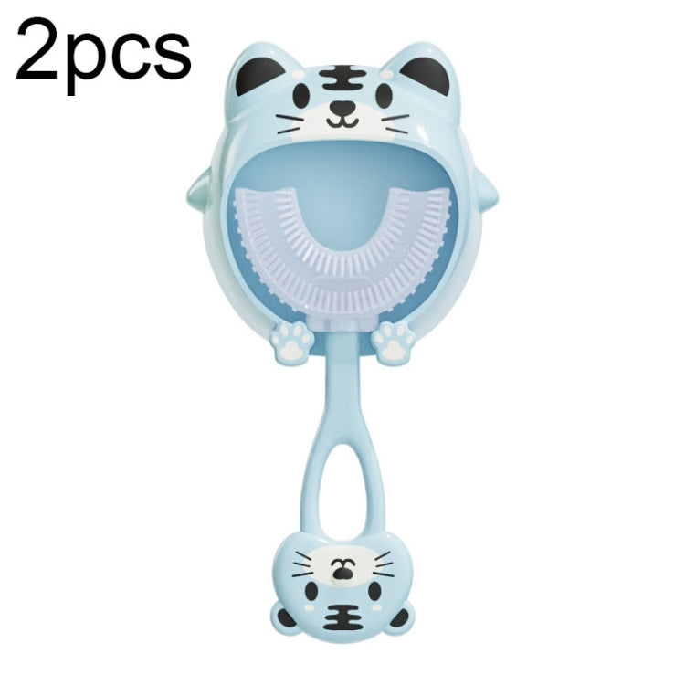 S8 2pcs Children Cartoon Animal Manual U-shaped Silicone Toothbrush for 2-12 Years Old(Blue Tiger) - Toothbrushes by PMC Jewellery | Online Shopping South Africa | PMC Jewellery | Buy Now Pay Later Mobicred