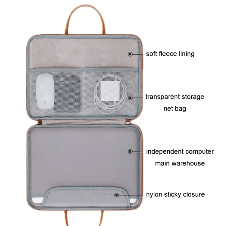 Baona Leather Fully Open Portable Waterproof Computer Bag, Size: 14 inches(Gray Black) - 14.1 inch by Baona | Online Shopping South Africa | PMC Jewellery | Buy Now Pay Later Mobicred