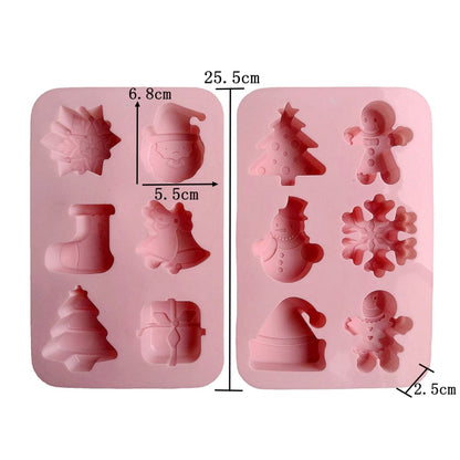 6 Cavity Cake Mold Food Grade Non-Stick Silicone Merry Christmas Festival Dessert Making Mould(Style 2) - Food Molds by PMC Jewellery | Online Shopping South Africa | PMC Jewellery