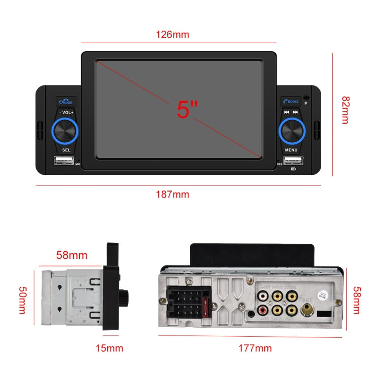 A3107 5 inches Car MP5 Wired CarPlay Universal Bluetooth Player With Microphone, Style: Standard - Car MP3 & MP4 & MP5 by PMC Jewellery | Online Shopping South Africa | PMC Jewellery