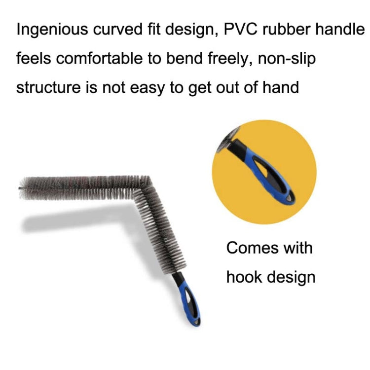 W-102 Car Steel Ring Hub Brush Long Handle Without Hair Hair Curved Cleaning Brush(Blue) - Car washing supplies by PMC Jewellery | Online Shopping South Africa | PMC Jewellery | Buy Now Pay Later Mobicred