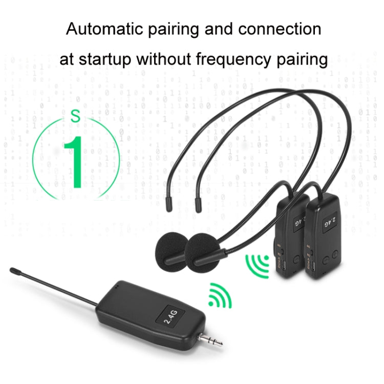 One For Two UHF Wireless Headset Microphone Lavalier Headset Amplifier - Microphone by PMC Jewellery | Online Shopping South Africa | PMC Jewellery