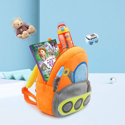 3D Cartoon Trucks Cars Plush Kids Backpack Children School Bags(Lifting Machine) - Kids Bags by PMC Jewellery | Online Shopping South Africa | PMC Jewellery