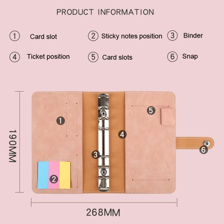 H666 A6 Loose-leaf Binder Cash Budget Handbook Vintage PU Leather Notebook with Window(Amber Brown) - Notebooks by PMC Jewellery | Online Shopping South Africa | PMC Jewellery