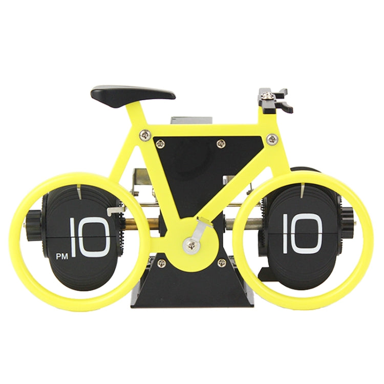 HY-F087 Retro Bicycle Shape Automatic Flip Home Decorative Turning Clock(Yellow) - Novelty Clock by PMC Jewellery | Online Shopping South Africa | PMC Jewellery | Buy Now Pay Later Mobicred