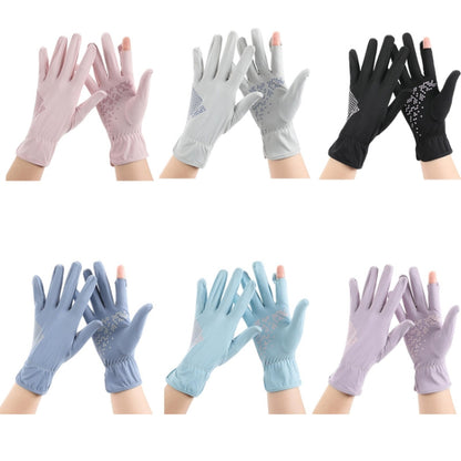 1pair Driving Sunscreen Anti-ultraviolet Thin Summer Ice Silk Dew Finger Non-slip Riding Gloves Free Size(Smoke Gray) - Safety Gloves by PMC Jewellery | Online Shopping South Africa | PMC Jewellery