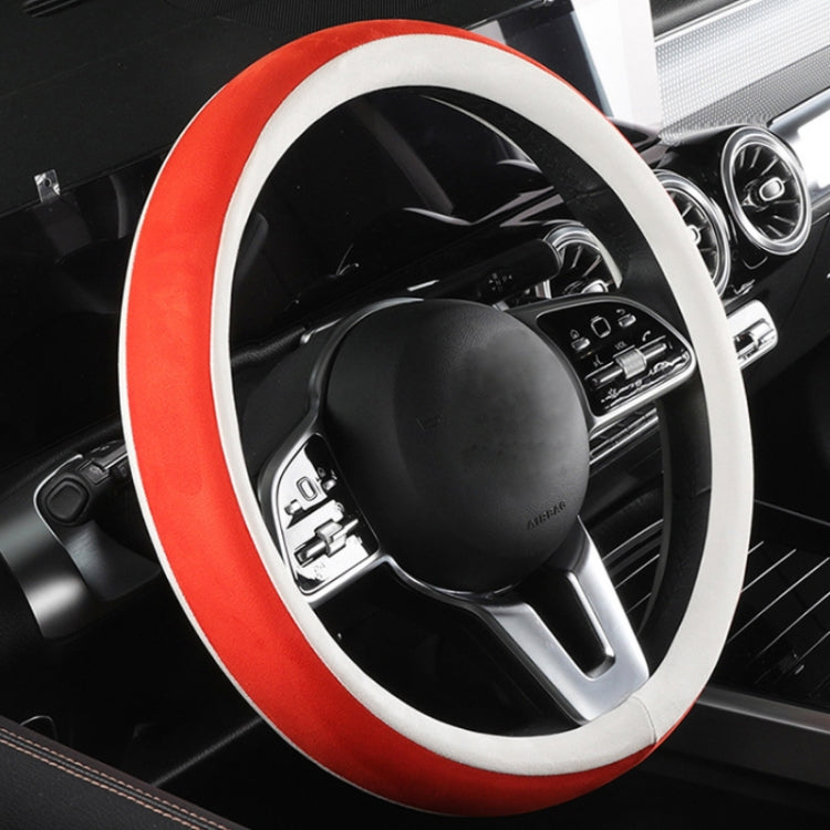 Car Steering Wheel Short Plush Winter Non-slip Grip Cover, Size: 38cm(D Shaped Orange) - Steering Wheel Accessories by PMC Jewellery | Online Shopping South Africa | PMC Jewellery | Buy Now Pay Later Mobicred