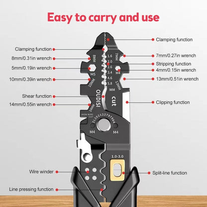 25 In 1 Electrician Multipurpose Wire Stripper(Black) - Pliers by PMC Jewellery | Online Shopping South Africa | PMC Jewellery