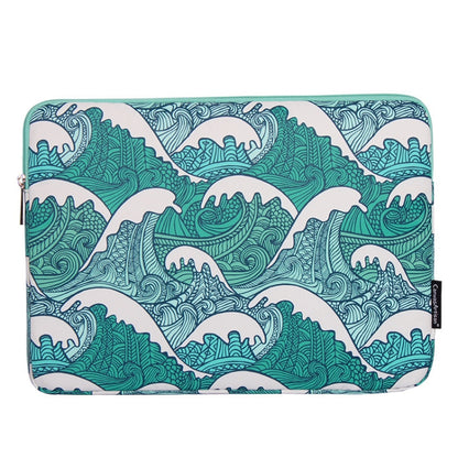 H3-04   11 Inch PU Leather Printing Laptop Liner Bag Tablet Sleeve Bag(Green Wave) - 10 - 11 inch by PMC Jewellery | Online Shopping South Africa | PMC Jewellery | Buy Now Pay Later Mobicred