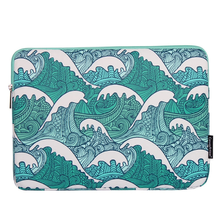 H3-04  14 Inch PU Leather Printing Laptop Liner Bag Tablet Sleeve Bag(Green Wave) - 14.1 inch by PMC Jewellery | Online Shopping South Africa | PMC Jewellery | Buy Now Pay Later Mobicred