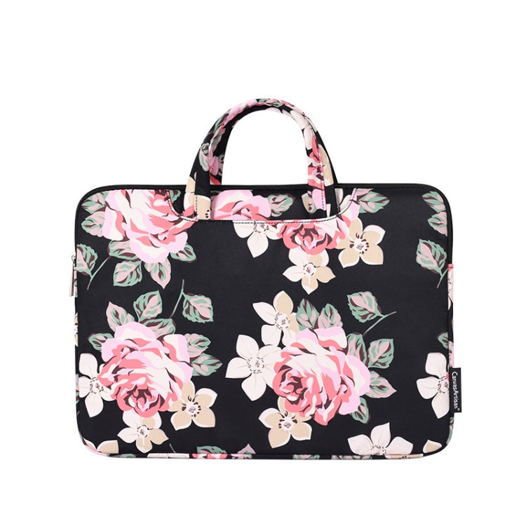 H40-B01 White Rose Pattern Laptop Case Bag Computer Liner Bag With Handle, Size: 14 Inch(Black) - 14.1 inch by PMC Jewellery | Online Shopping South Africa | PMC Jewellery | Buy Now Pay Later Mobicred