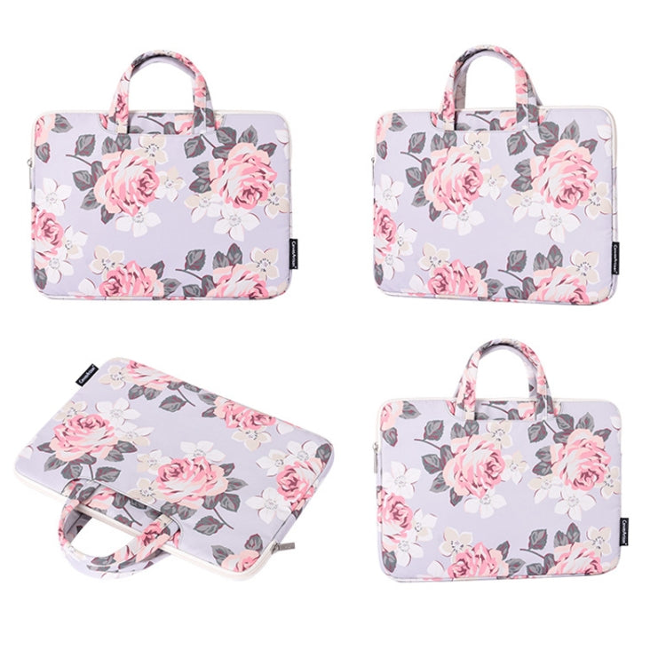 H40-B01 White Rose Pattern Laptop Case Bag Computer Liner Bag With Handle, Size: 14 Inch(Grey) - 14.1 inch by PMC Jewellery | Online Shopping South Africa | PMC Jewellery | Buy Now Pay Later Mobicred