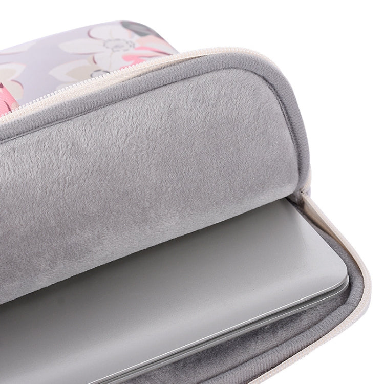 H40-B01 White Rose Pattern Laptop Case Bag Computer Liner Bag With Handle, Size: 14 Inch(Grey) - 14.1 inch by PMC Jewellery | Online Shopping South Africa | PMC Jewellery | Buy Now Pay Later Mobicred