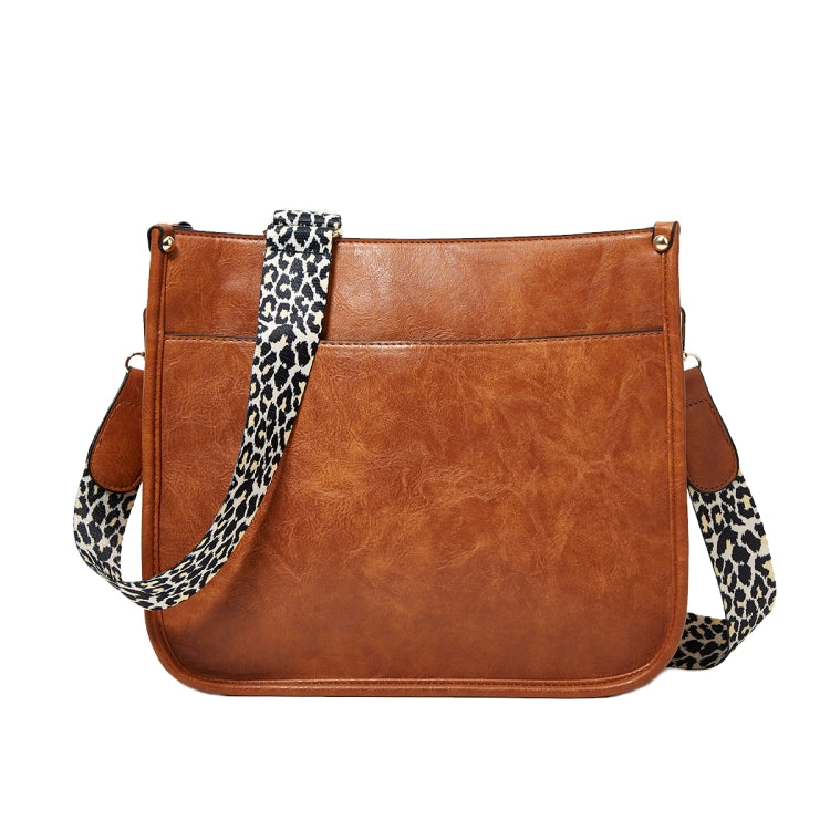 013 Leopard Strap PU Leather Single-shoulder Waterproof Crossbody Tote Bag(Brown) - Single-shoulder Bags by PMC Jewellery | Online Shopping South Africa | PMC Jewellery