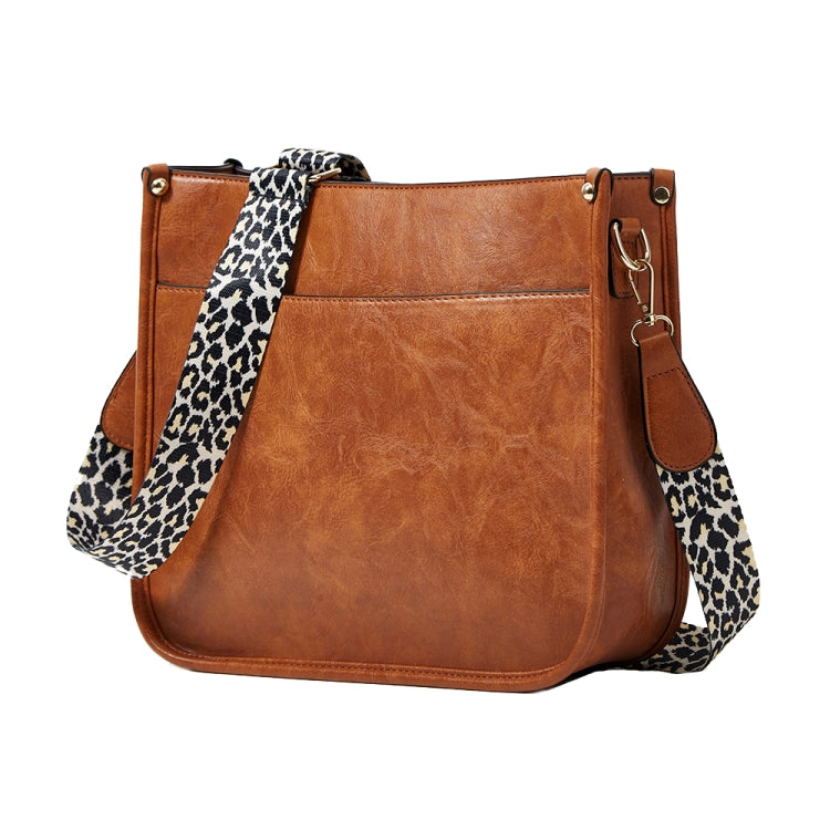 013 Leopard Strap PU Leather Single-shoulder Waterproof Crossbody Tote Bag(Brown) - Single-shoulder Bags by PMC Jewellery | Online Shopping South Africa | PMC Jewellery
