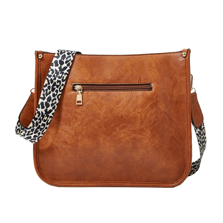 013 Leopard Strap PU Leather Single-shoulder Waterproof Crossbody Tote Bag(Brown) - Single-shoulder Bags by PMC Jewellery | Online Shopping South Africa | PMC Jewellery