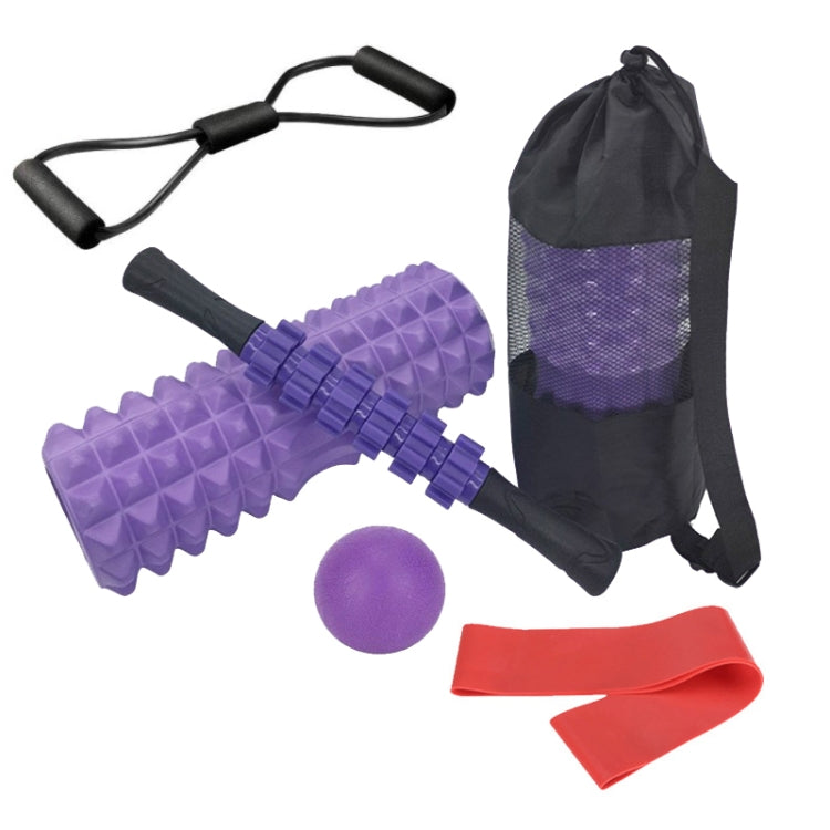 6pcs/set Crescent Hollow Foam Roller Yoga Column Set Fitness Muscle Relaxation Massager Set(45cm Purple) - Yoga Blocks by PMC Jewellery | Online Shopping South Africa | PMC Jewellery