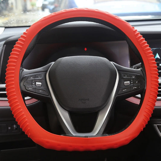 Silicone Non-slip Wear-resistant Concave Point Car Steering Wheel Cover, Size: 34-38cm(Red) - Steering Wheel Accessories by PMC Jewellery | Online Shopping South Africa | PMC Jewellery | Buy Now Pay Later Mobicred