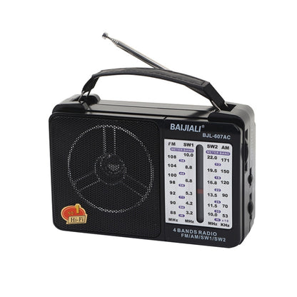 BAIJIALI BJL-607AC Full Band Multi-functional Retro Radios Big Voice Radio(Black) - Radio Player by BAIJIALI | Online Shopping South Africa | PMC Jewellery | Buy Now Pay Later Mobicred