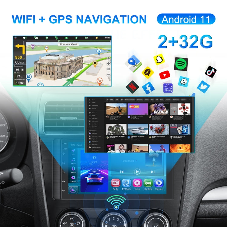 A3194 7 Inch Android 11 Central Control Carplay 2+32G Car Large Screen Navigation Reversing Video Player, Style: Standard+AHD Camera - Car MP3 & MP4 & MP5 by PMC Jewellery | Online Shopping South Africa | PMC Jewellery