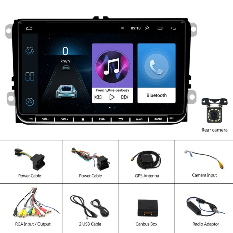 A2743 For Volkswagen 1+16G 9-inch Central Control Large Screen With Carplay Car Android10.0 Navigator Player, Style: Standard+12Lights Camera - Car MP3 & MP4 & MP5 by PMC Jewellery | Online Shopping South Africa | PMC Jewellery