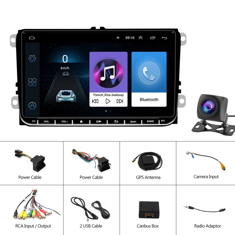 A2743 For Volkswagen 1+16G 9-inch Central Control Large Screen With Carplay Car Android10.0 Navigator Player, Style: Standard+AHD Camera - Car MP3 & MP4 & MP5 by PMC Jewellery | Online Shopping South Africa | PMC Jewellery