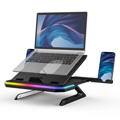 Laptop Stand with RGB Lighting 9-Level Adjustable Notebook Stand(Pink) - Laptop Stand by PMC Jewellery | Online Shopping South Africa | PMC Jewellery | Buy Now Pay Later Mobicred